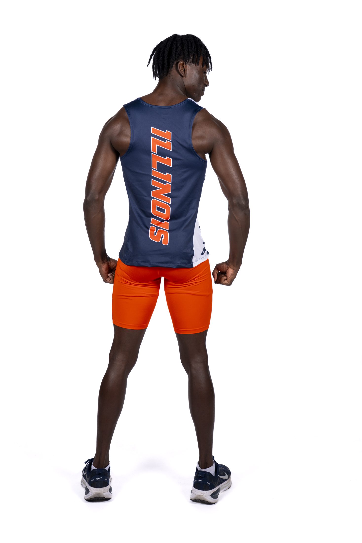 Brenden Vanderpool in the Illinois uniform, from behind
